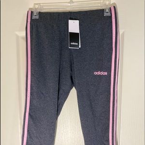 ADIDAS PINK/GRAY CROPPED CAPRI LEGGINGS
